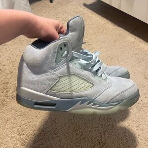 Jordan Blue High-Top Sneakers with Shark Tooth Design